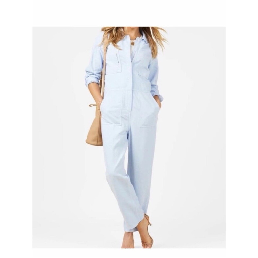 Outerknown Station Utility Jumpsuit Heather Blue Sz M